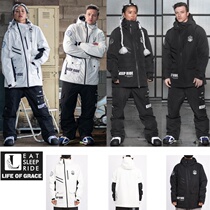 LOG special offer Korean ski suit cardigan mens and womens veneer black and white snow lichen waterproof wind warm winter jacket