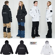 2021ROMP Korean ski suit men and women single double board waterproof windproof cotton wear-resistant warm snow lichen Black White