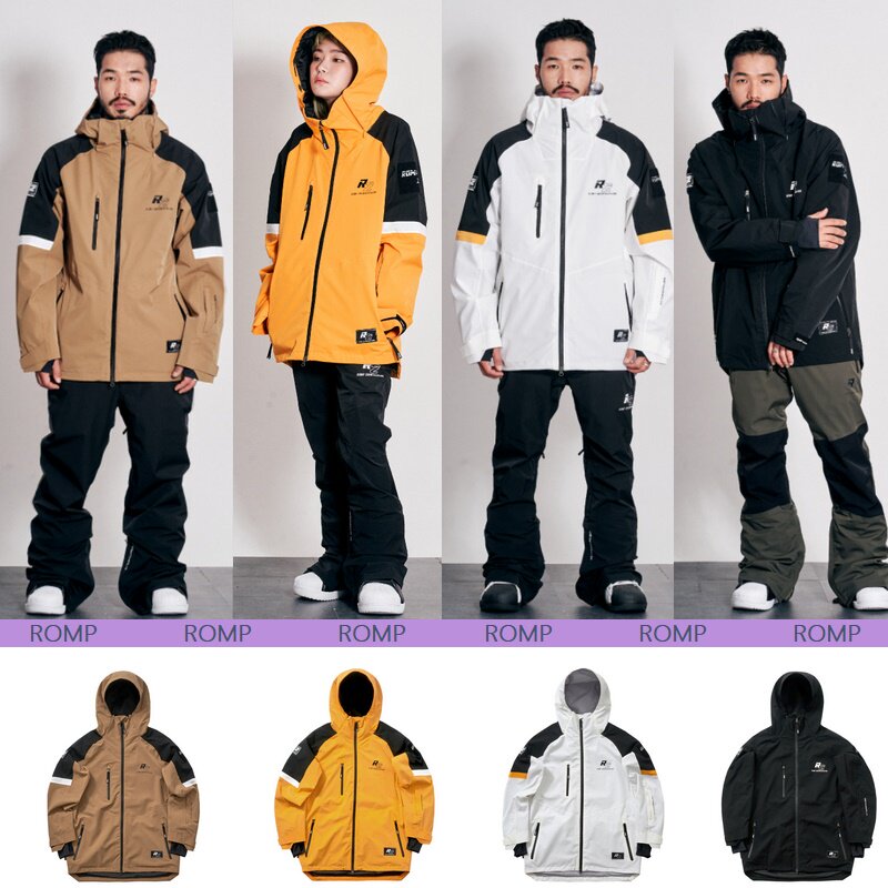 2122ROMP Korean ski suit waterproof windproof warm snow pants winter outdoor men's and women's veneer black and white