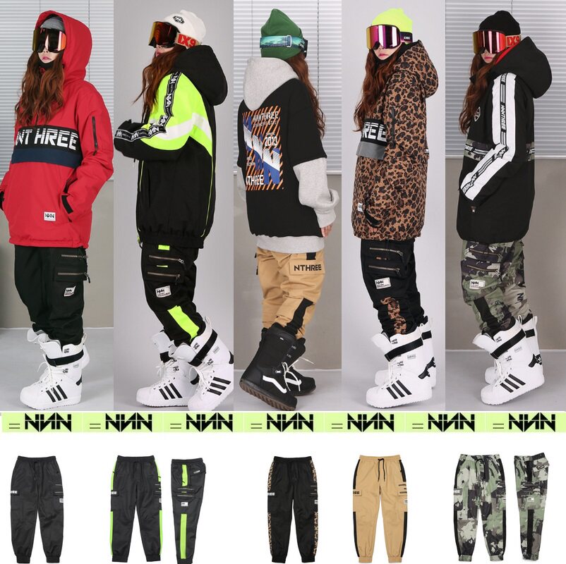 2021NNN Korean ski pants men's and women's single and double board waterproof wind wear-resistant shrinkage leg pants outdoor assault pants BAO WEN2