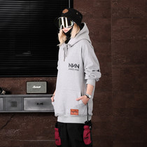 Special NN Korean ski clothes hoodie loose extended sweatshirt outdoor fatter hip hop men and women single double board black