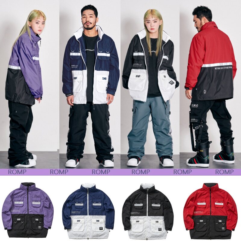 2122ROMP Korea thin-style collar ski suit waterproof and snow proof clothing pants winter outdoor men and women veneer white