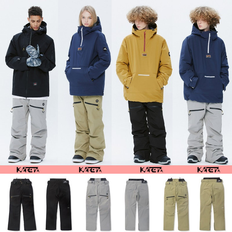 2122KARETA South Korea Ski Pants Waterproof Windproof Wear and Wear Dash Pants Winter Outdoor Men And Women Veneer Grey