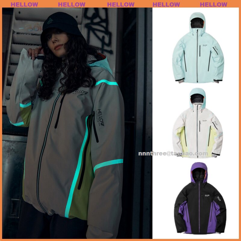 2223HELLOW Korean ski clothes men and women's veneer waterproof and wear resistant to warm winter outdoor cover purple