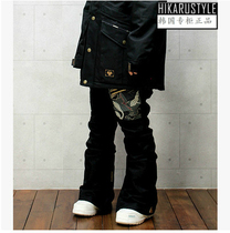 Hikaru Style Korean ski suit black slim slim version High waterproof wear-resistant camouflage single and double board assault pants