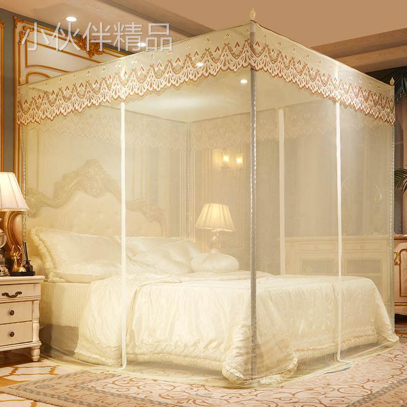 With Bracket Encrypted Mosquito Nets Three Doors Double Floor Palace Style Princess Wind Mosquito Nets Pull Necklace 1 51 8 m