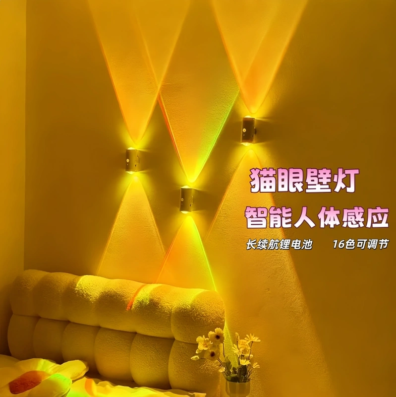 New Smart Motion-Sensing Hill-Shaped Light, Magnetic Charging, Self-Adhesive Cabinet Light, Dual Cat-Eye Night Light, Ambiance Lighting