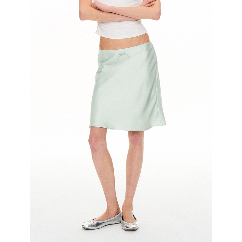 Alkaidy's "Classic and Fashionable" Satin Soft-Light Vintage Bow Asymmetrical Cut Elegant Mermaid Skirt