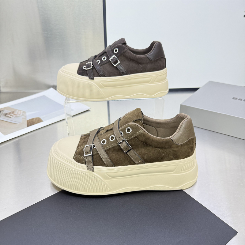 Babaoxu Genuine Leather Retro Platform Shoes for Women 2026 New Style Height-Increasing Fashion Casual Shoes Thick-Soled Sneakers Babaoxu Genuine Leather Retro Platform Shoes for Women 2026 New Style Height-Increasing Fashion Casual Shoes Thick-Soled Sneakers