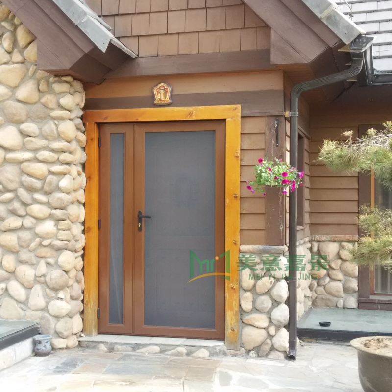 Beautiful view wood grain diamond mesh sand door burglar-proof sandgate diamond mesh burglar-proof window screen child protection-Taobao