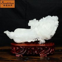 Banderras Jade Cabbage Natural Jade Engraving Large Piece Bou Shelf Adornment Shop Opening Business Gift