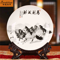 Banderas Jingdezhen Ceramic water ink color horse to successful hanging disc Porcelain Book House Decoration Jo Relocation New Residence Gift