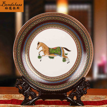 Banderas Jingdezhen Ceramic pendulum pieces European-style brown horse decorative flower dishes hanging trays Home Genguan Modern Pendulum