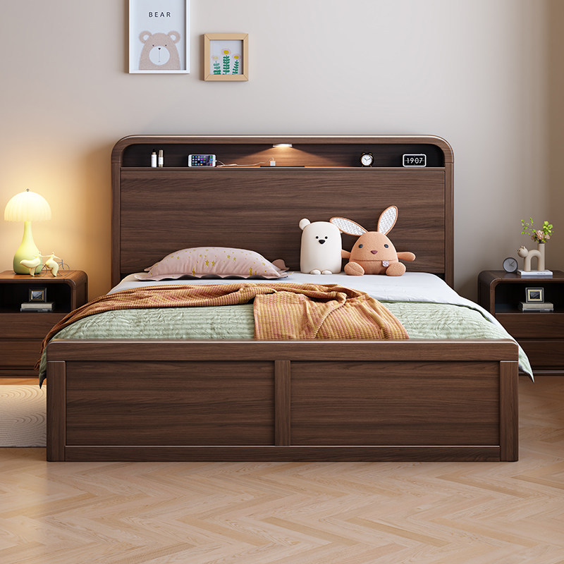 Side-Opening Air Pressure Storage Bed 1.35m Small Apartment Bed 1.2m Single Bed Black Walnut Solid Wood Bed 1.5m Bed Side-Opening Air Pressure Storage Bed 1.35m Small Apartment Bed 1.2m Single Bed Black Walnut Solid Wood Bed 1.5m Bed