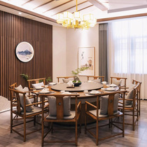 New Chinese Hotel Electric Dining Room With Big Round Table Hotel Bag Compartment 2 m Hot Pot Table Solid Wood Rock Plate Turntable 15 20