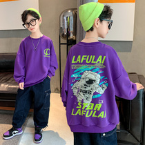 Boys net red fried street sweatshirt 2022 spring autumn new children t-shirt 100 hitch a handsome young dress with loose long sleeves
