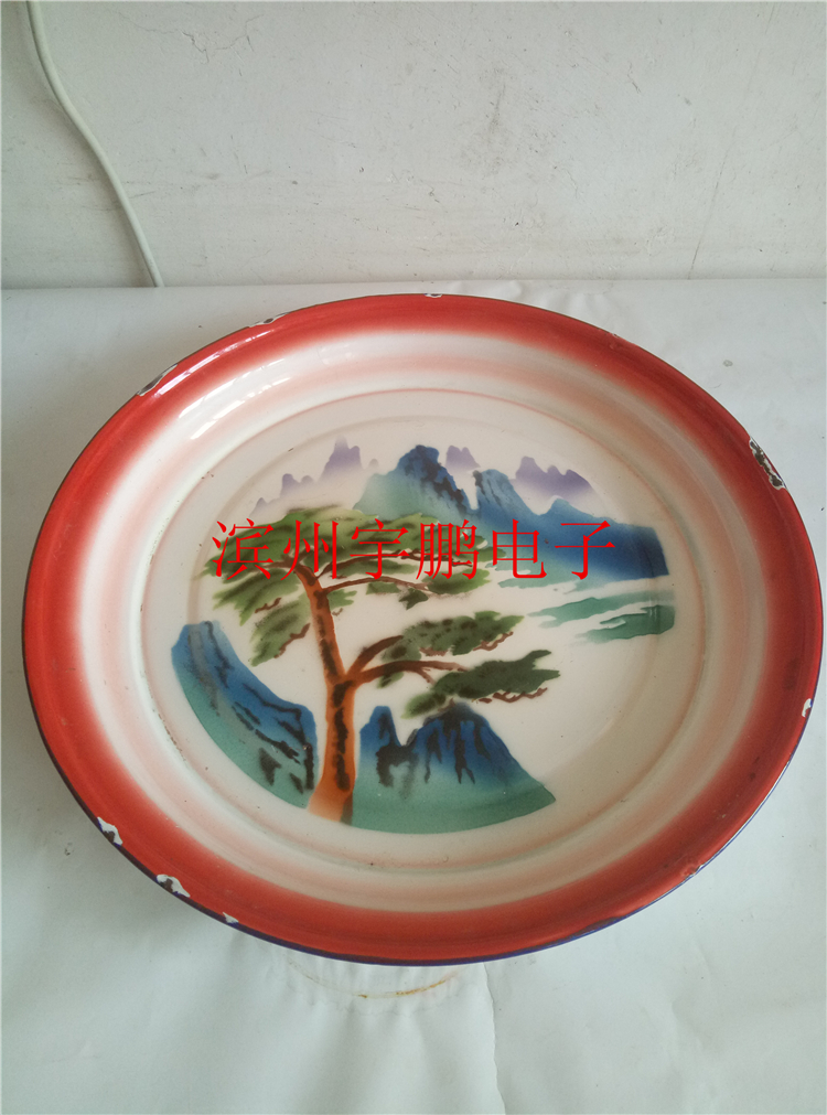 Second-hand old-style enamel tray old tea tray fruit tray Tray Folk Nostalgic Objects Collection Movie and TV Props Furnishing