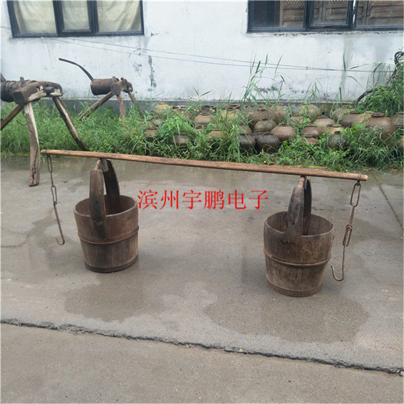 Folk Customs Nostalgic Old Objects Old Flat Shoulder Old Wood Flat Shoulder Arms Old Solid Wood Pick Water Flat Shoulder The Old Picks For Leisure Farm Decorations