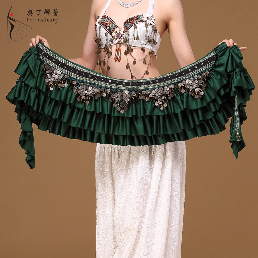 Belly dance performance Exercise waist chain Retro color Tinder Bronze Coins Hip towels Loud Lengthened Waist Towels Tribal Wind Belt