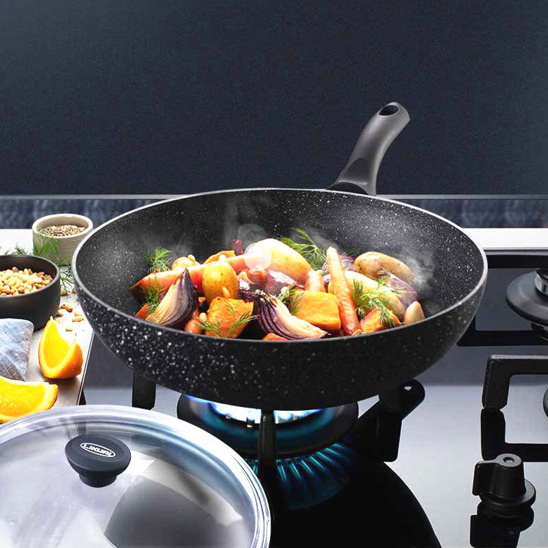 LikuAI enamel Vano non-stick pan household frying pan light oil less oil titanium particle coating easy to clean