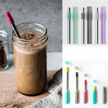 American zoku retractable pocket straw Stainless steel portable creative environmental protection Wang Zulan small red book recommended with brush