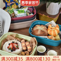 Japan Imported Food Double Ear Refreshing Box Fridge Refrigerated Rectangular Storage Box Colorful Picnic Lunch Box Bread Box