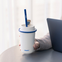 Li Jiaqi Recommended Japanese Mosh Stainless Steel Retro Insulated Cup Straw Environmental Protection Coffee Cup Bonded Cold Insulation Portable