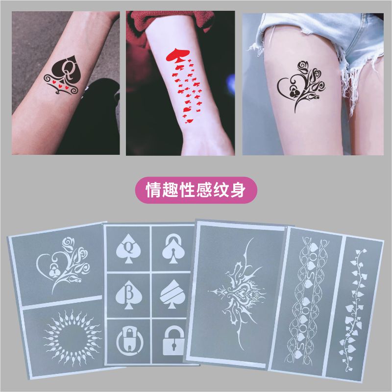 Sexy Couple Succubus Sexy Tattoo Hollow Template Abdomen Waist Private Parts Tattoo Adult Text Juice Waterproof