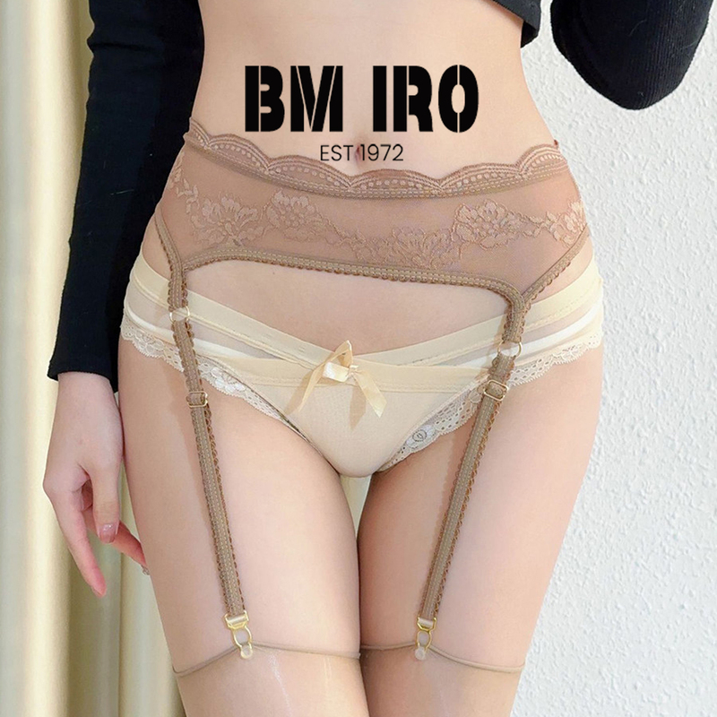 Japanese Bm Iro Sexy Black Lace Garter Belt Over-The-Knee Ultra-Thin Stockings Non-Slip Large Size Stocking Clip Waist Belt