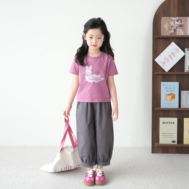 Blue Daddy Girls Casual Pants 2024 Summer New Children's Korean Version All-match Leg Pants Baby Loose Long Pants