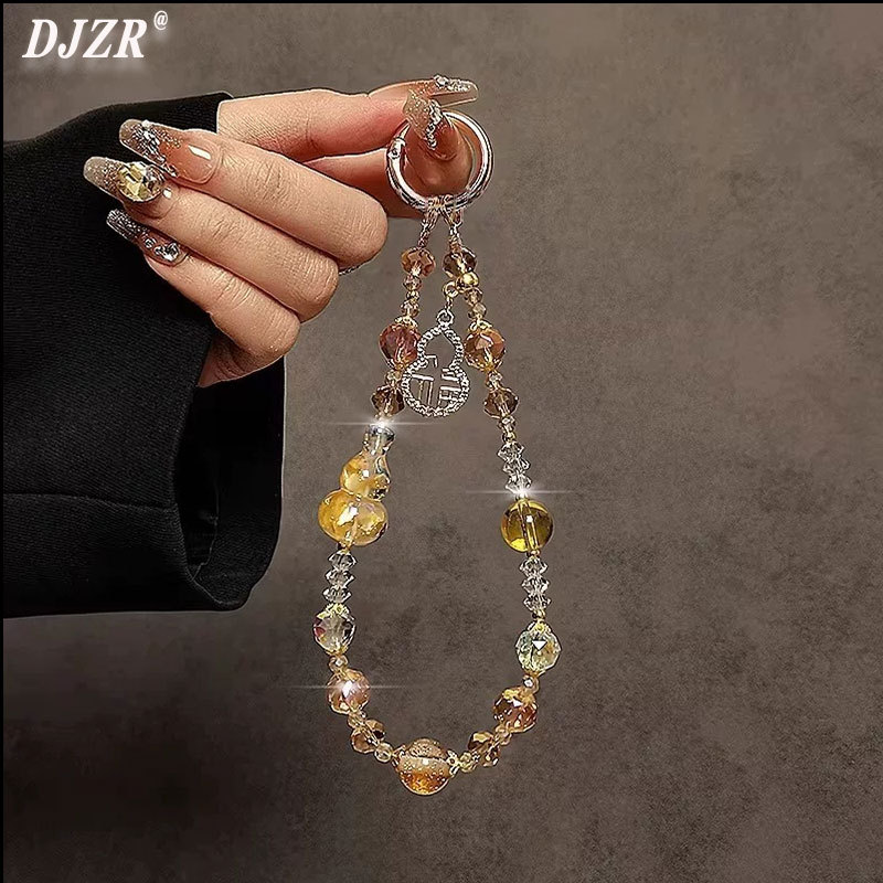 High-End Fortune-Attracting Gourd Crystal Beaded Hand Chain Wrist Strap Phone Case Bag Decoration Pendant Anti-Loss Chain