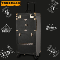 Hairdressing toolbox trolley retro vibrato with the same hardcore stylist large work box large capacity storage toolbox