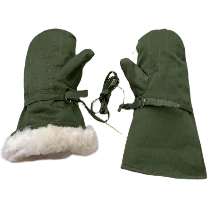 Wool glove thickened lengthened one finger smoldering wool leather hair integrated liner Laukeep warm gloves with hanging rope-Taobao