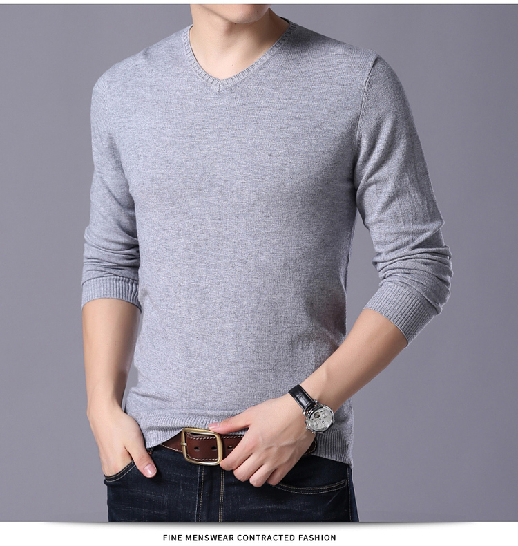 Áo len mùa thu và mùa đông nam trung niên màu rắn đáy áo tròn cổ áo thun rộng kích thước lớn cashmere áo len thanh niên quần áo nam áo sơ mi nam gucci