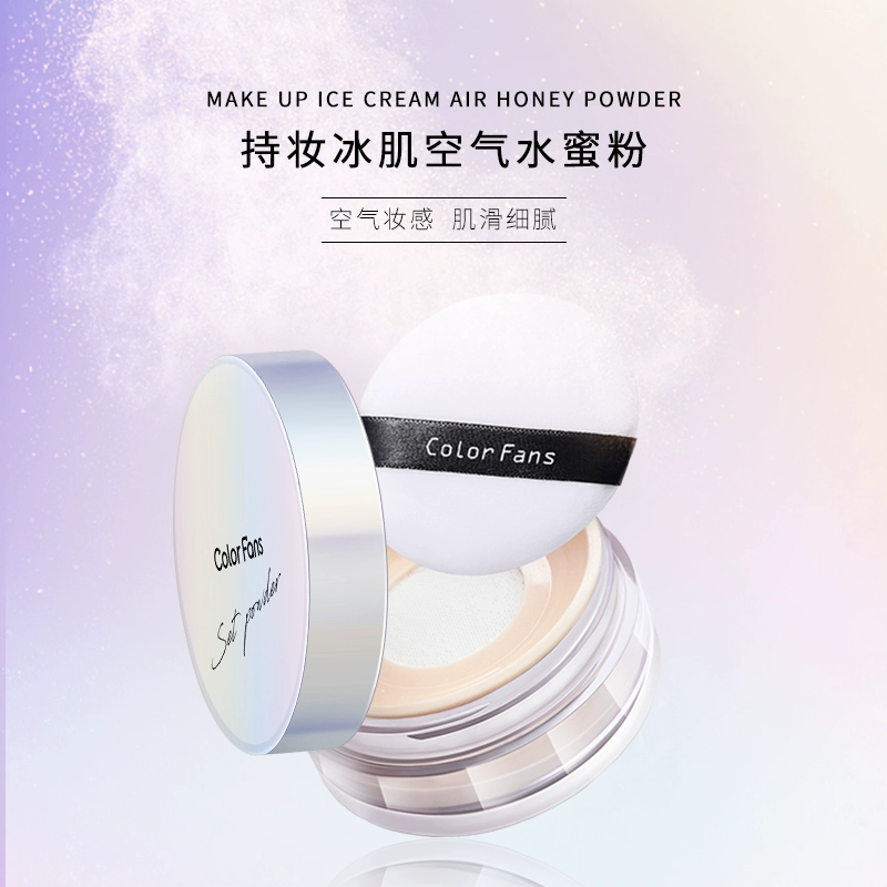 Colorfans Air Loose Powder Loose Powder Set Phấn trang điểm Kiểm soát dầu lâu trôi dành cho nữ Kem che khuyết điểm chống thấm mồ hôi tự nhiên - Quyền lực