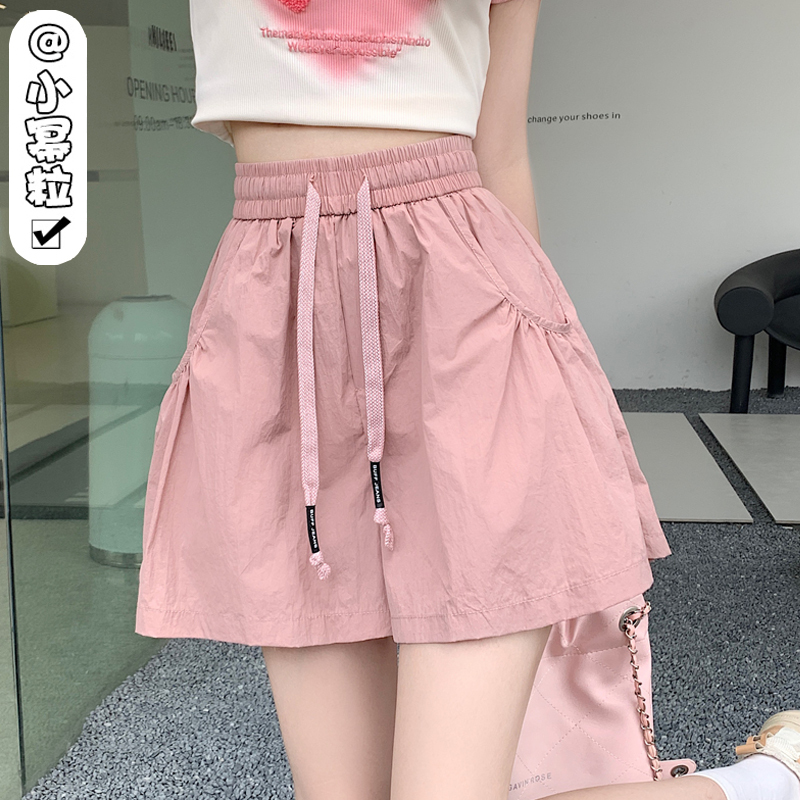 American-Style Quick-Drying Drawstring A-Line Shorts for Women, Summer Thin High-Waisted Casual Pants, Petite Loose Slimming Wide-Leg Pants American-Style Quick-Drying Drawstring A-Line Shorts for Women, Summer Thin High-Waisted Casual Pants, Petite Loose Slimming Wide-Leg Pants