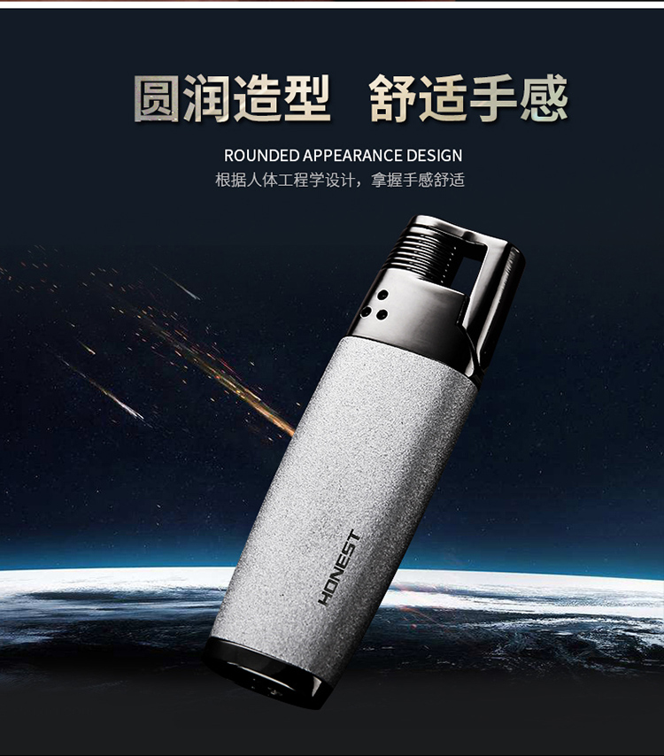 Baicheng bơm hơi nhẹ hơn ngọn lửa màu xanh thẳng vào gió kim loại cá tính sáng tạo thuốc lá nhẹ hơn siêu mỏng nam và nữ quà tặng hộp quẹt bic