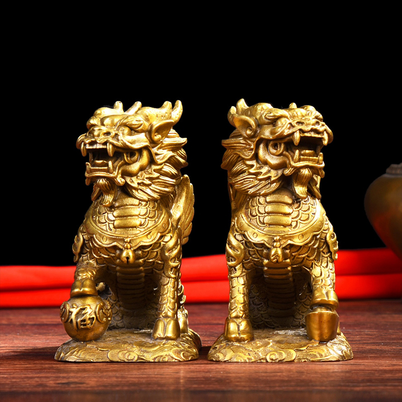 Bainayuan Kirin đồ trang trí Đồng Kirin đồ trang trí một cặp đồng nguyên chất Phong thủy trang sức giàu có thủ công Kirin trang trí nhà rẻ đẹp