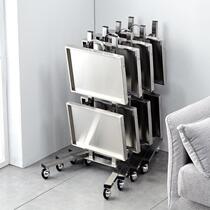 Barber shop hot dyed car Bar Car simple beauty salon stainless steel cart Japanese two-layer folding hair salon tool car