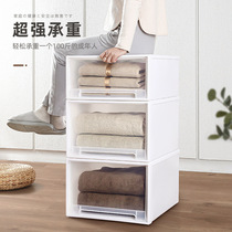 Drawer storage box Plastic transparent wardrobe storage box Clothing finishing box Clothing storage box Cabinet can be superimposed