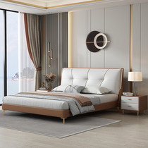 Italian light luxury leather bed Nordic style modern simplicity can be customized 2 2 bedroom bed atmospheric double soft package wedding bed