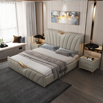 Modern minimalist leather bed master bedroom can be customized 2 2 double double bed minimalist wedding bed Italian light luxury leather bed