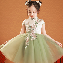 Girls chorus performance clothing high-end blue and white porcelain primary and secondary school students Chinese style foreign style National Day performance tutu skirt dress