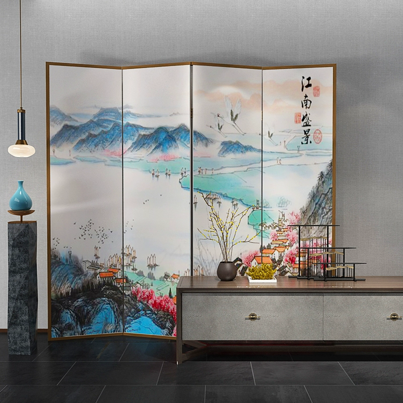 Trung Quốc Zen gấp màn hình cổ điển vách ngăn vải rắn gỗ thời trang phòng khách khách sạn phòng ngủ Jiangnan Shengjing - Màn hình / Cửa sổ