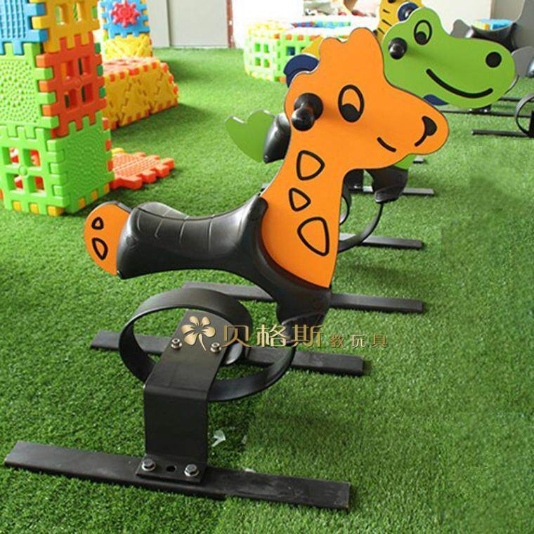 New Kindergarten Child rocking horse outdoor spring rocking Leong Cartoon PV Animal Trojan Horse Park Community rocking horse