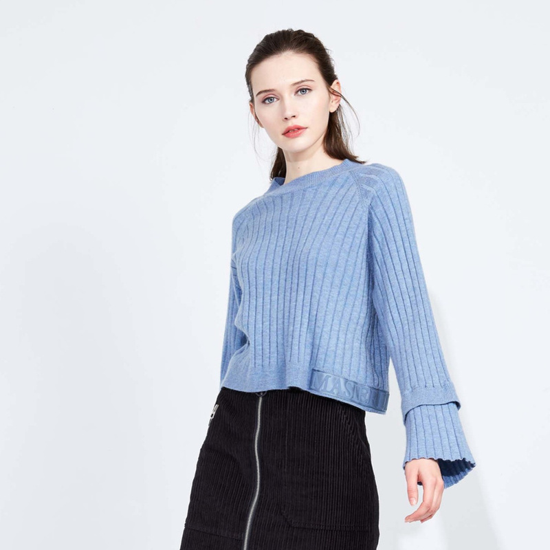 Z11 của phụ nữ năm 2020 mùa xuân retro mới ngã ba nhỏ sừng tay knitsweater áo len Z18CM517