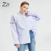 Z11 nữ 2019 mùa thu mới thiết kế ý nghĩa khâu áo sơ mi màu liền khối Han Fan áo dài tay Z19AF506 - Áo sơ mi