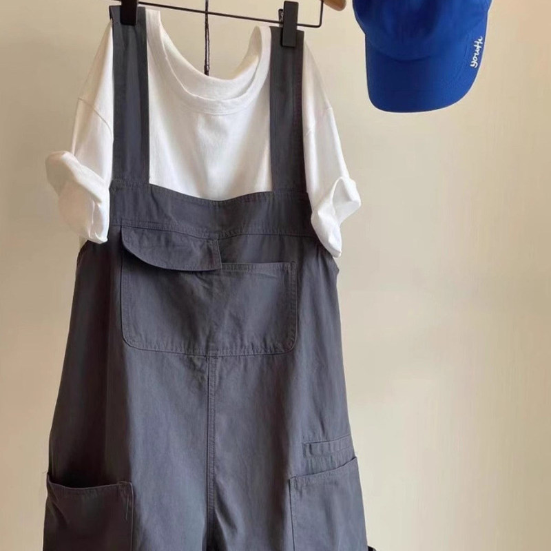 Plus Size 150kg European Design Workwear Overalls Shorts for Men and Women, Summer Korean Style Casual Wide-Leg Jumpsuit Plus Size 150kg European Design Workwear Overalls Shorts for Men and Women, Summer Korean Style Casual Wide-Leg Jumpsuit