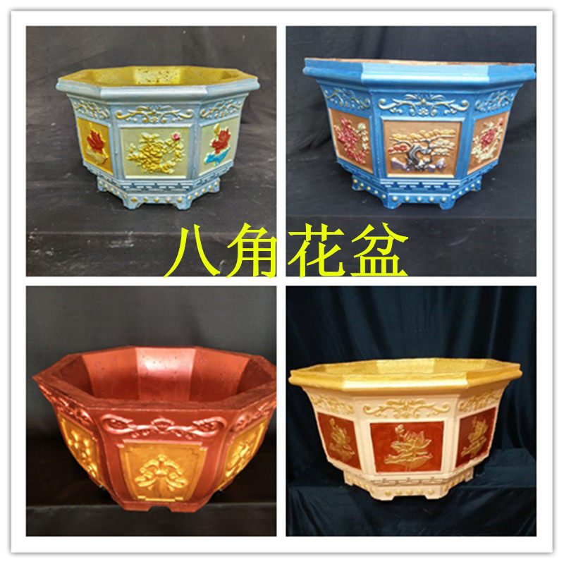 Cement flower pot mould Octagonal flower pot European thickened bonsai cast-in-place plastic model Concrete Roman column mould
