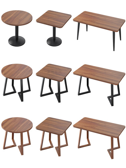 小户型餐桌快餐店商业阳台公寓奶茶咖啡店接待餐厅圆形长方形桌子